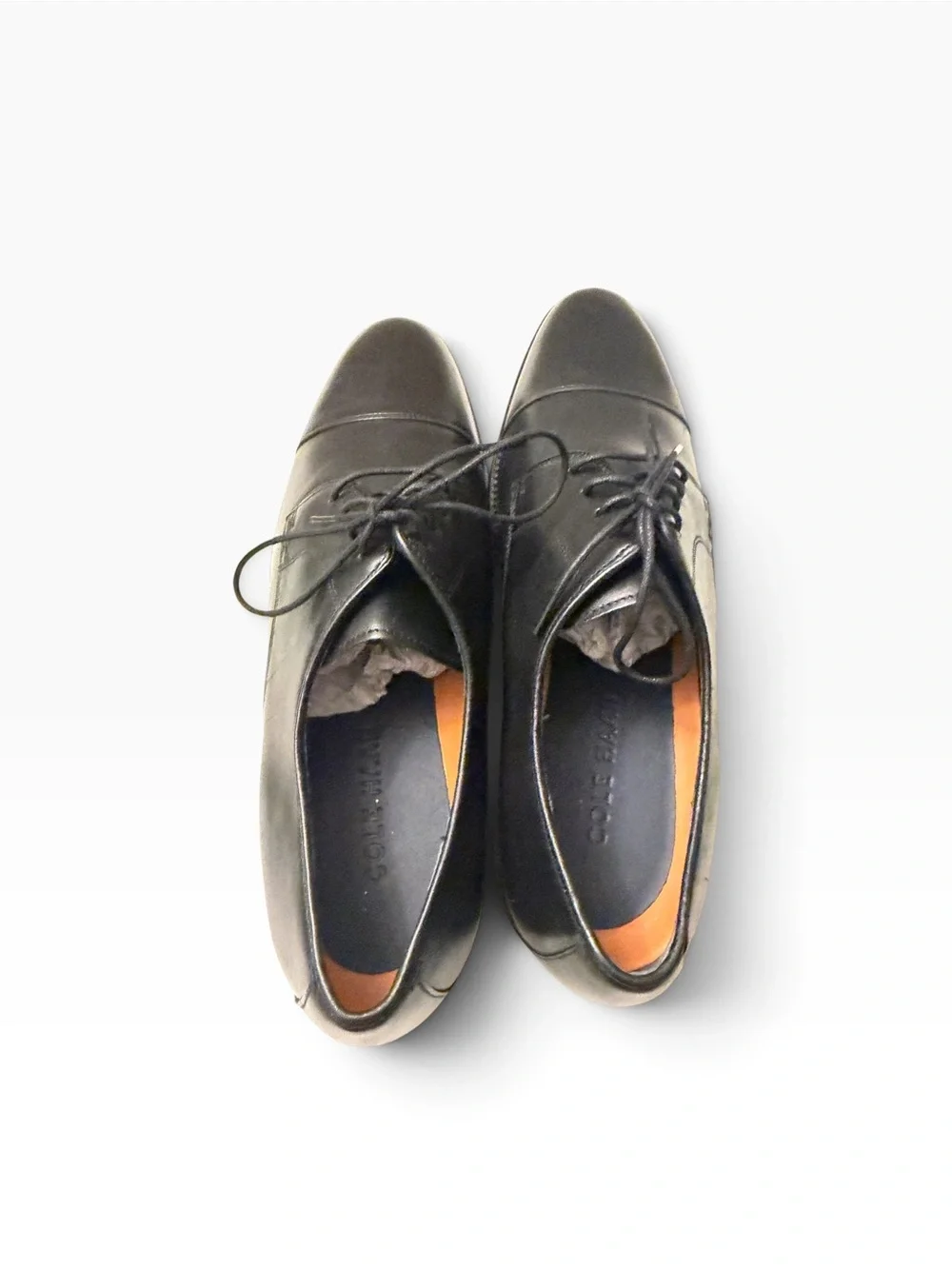 Cole Haan Black Leather Cap-Toe Derby Shoes, like new, SZ12